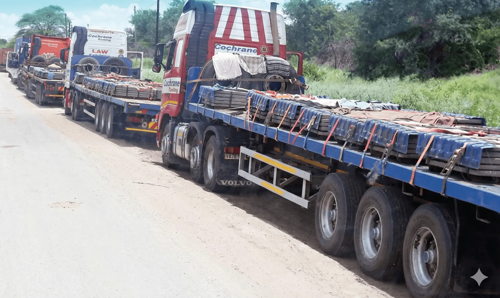 Cargo trucks under AGS security escort